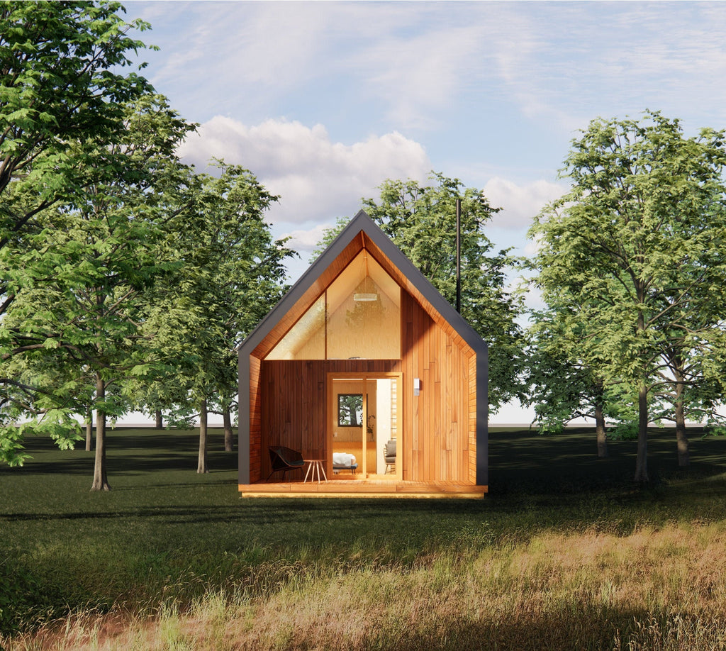 Modern ADU Cabin Plans 19x28 - Catskills Guest House - Tiny Home Blueprints