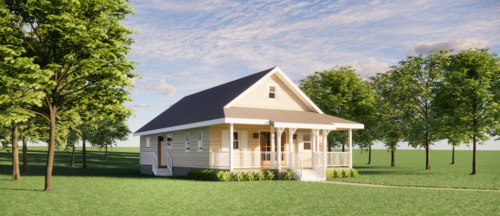 Craftsman Cottage House Plan - 2 Bed 1200 SF - Vacation Home Blueprints