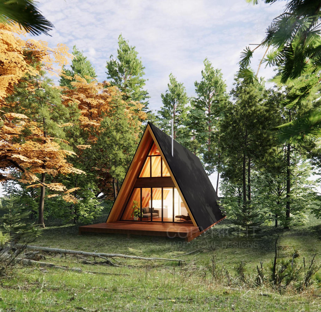 Modern Yosemite A Frame 22' x 36' Spacious Cabin / Tiny House / A-Frame House Design Concept Plans