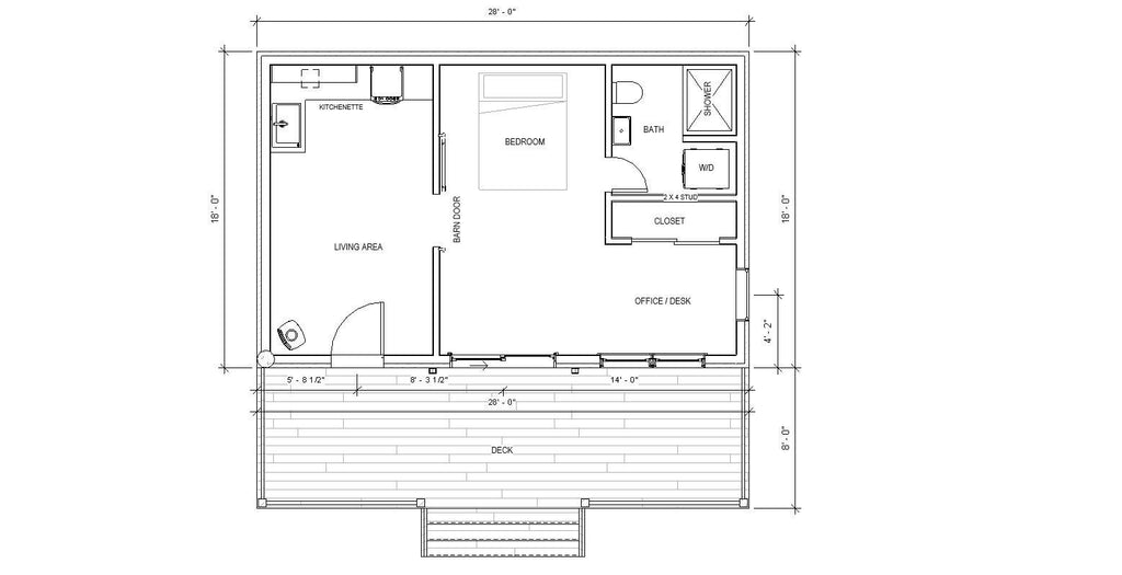 Deluxe 18' x 28' Cabin / Guest / Tiny House Plans, Affordable Architectural Budget Blueprints