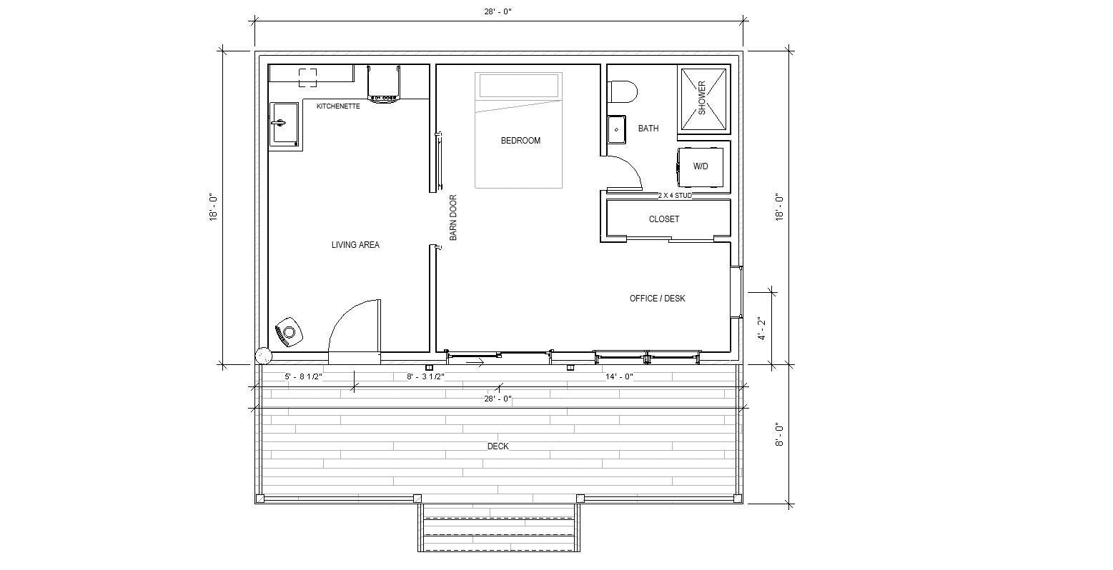 Deluxe 18' x 28' Cabin / Guest / Tiny House Plans, Affordable Architectural Budget Blueprints