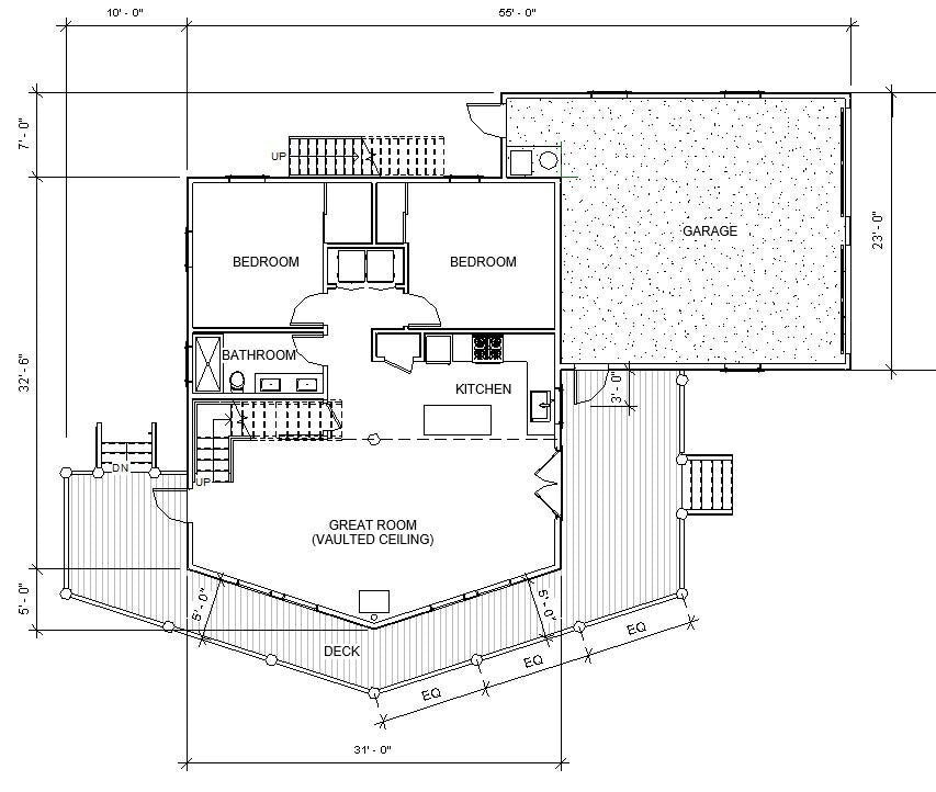 Custom House Plans and Blueprints Ski Lodge Mountain Vacation Cabin, 3 bed 2 bath