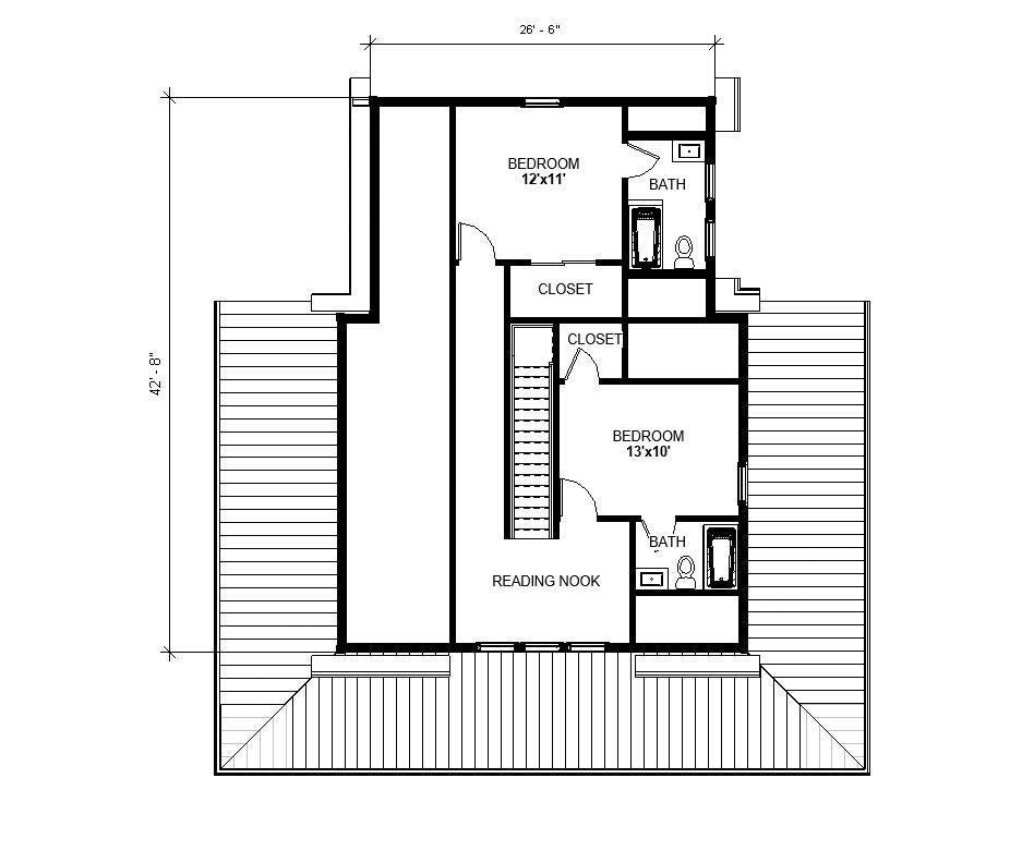The Cottage Farmhouse Plan 3 bed 3.5 bath (51'x48') Custom House Plans and Blueprints - Upper Gable Design