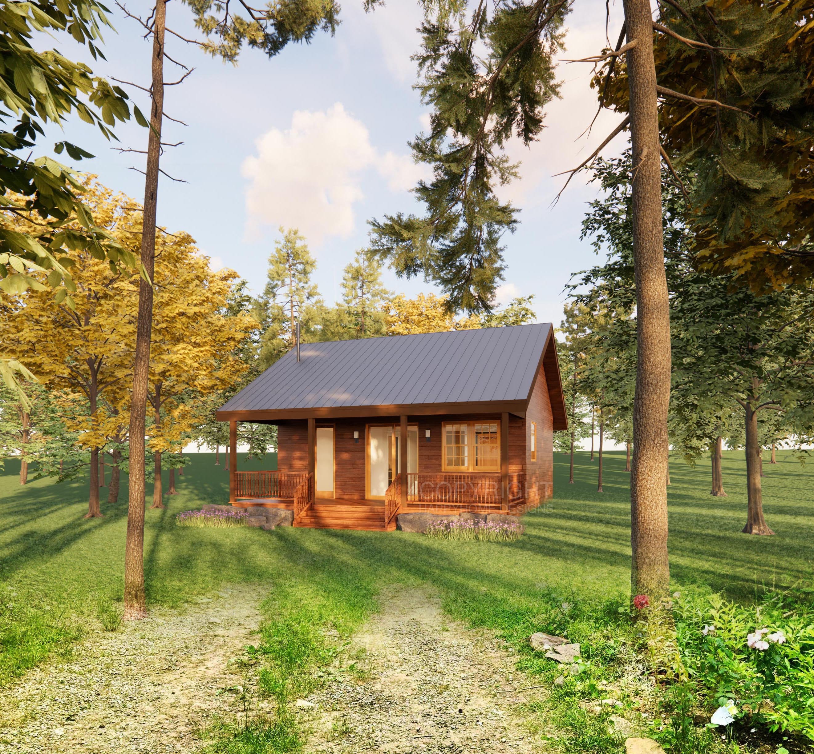 Deluxe 18' x 28' Cabin / Guest / Tiny House Plans, Affordable Architectural Budget Blueprints