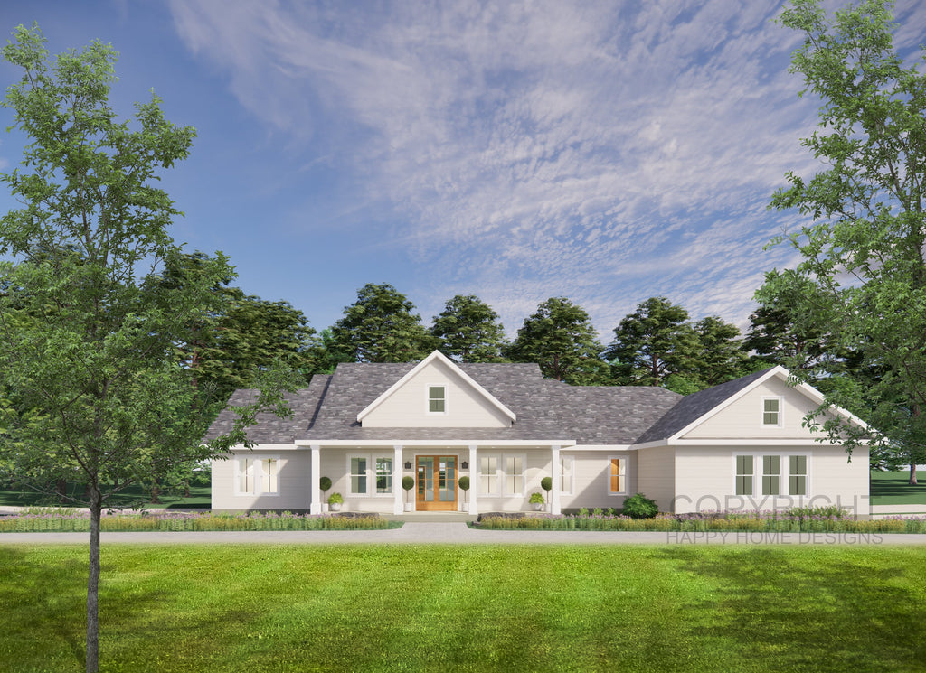 Modern Craftsman Farmhouse House 3 bed 2.5 bath (65'x91') with bonus attic Full House Plans and Blueprints