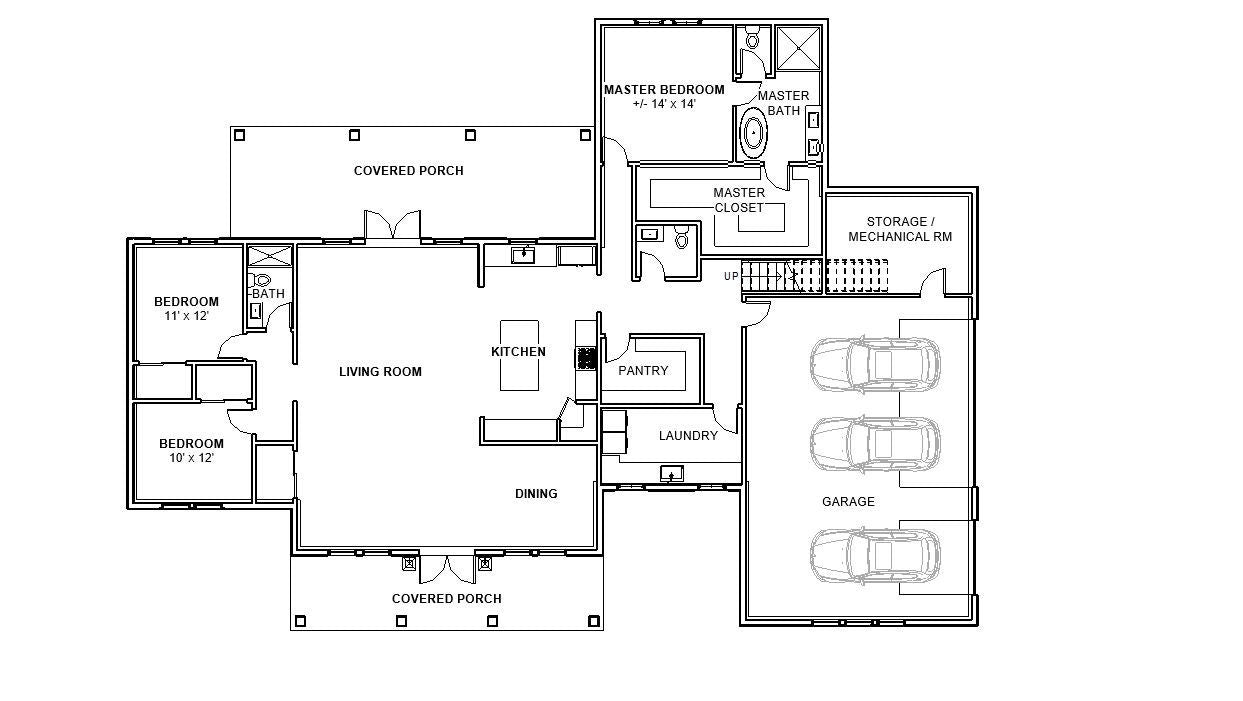 Modern Craftsman Farmhouse House 3 bed 2.5 bath (65'x91') with bonus attic Full House Plans and Blueprints