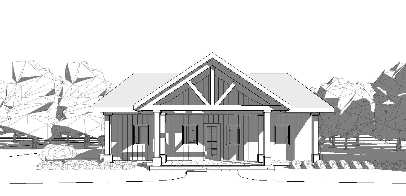 Spacious Cottage 3 bed 2 bath (40'x40') Custom House Plans and Blueprints - elevations, roof plan, foundation