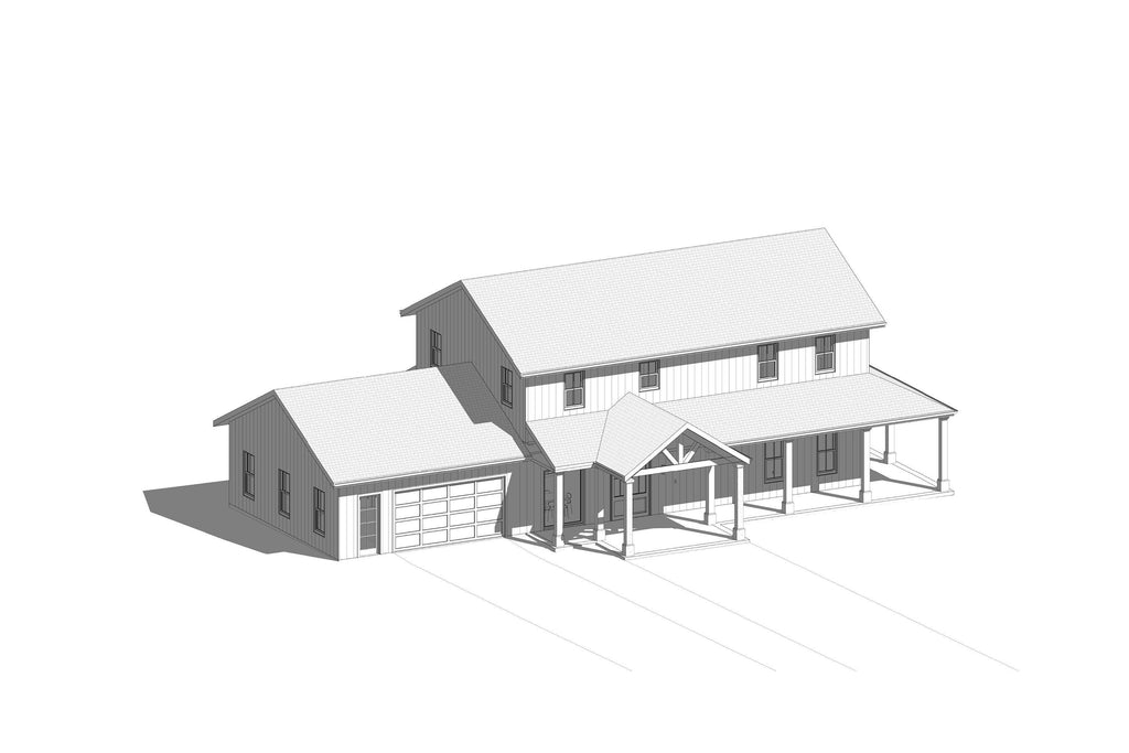 Custom Crystal Springs 2 level Barndominium House Plan Design - 5 Bed 3.5 Bath - 2 Garage