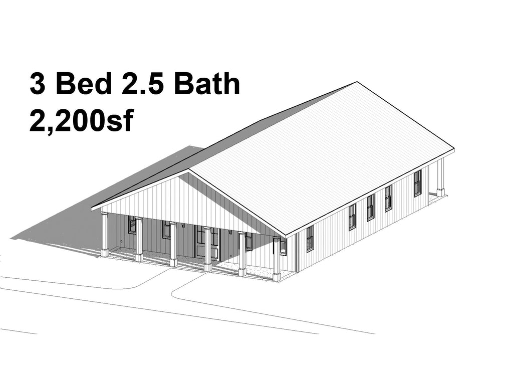 Modern House Plan | 40' x 55' | 2,200 SF | One Story - The Olive