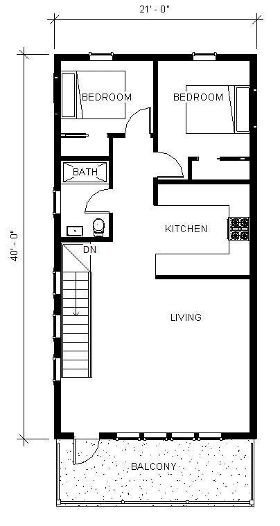 Tall Cypress I Two level (21x40') Custom House Plans and Blueprints