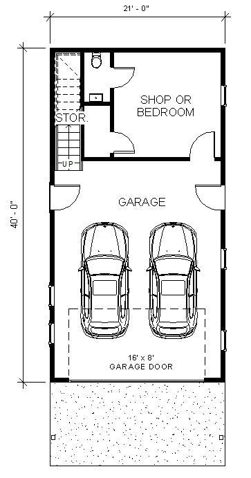 Narrow Cypress I Two level (21x40') Custom House Plans and Blueprints