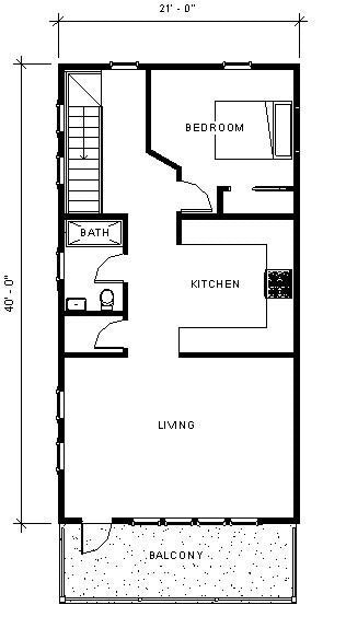 Narrow Cypress I Two level (21x40') Custom House Plans and Blueprints