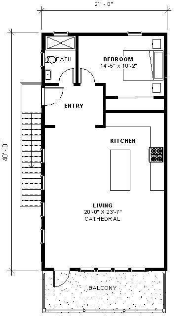 Tall Pine I Two level (21x40') Custom House Plans and Blueprints