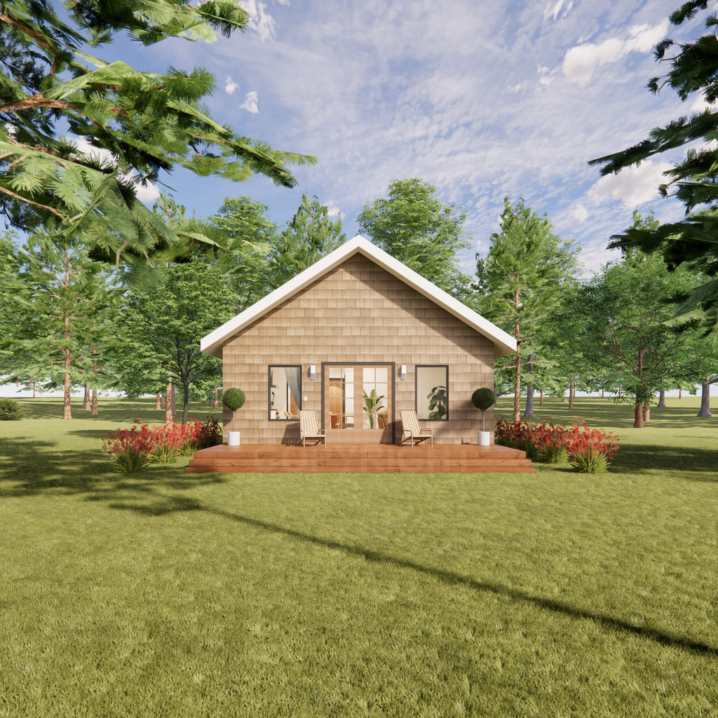 Smokies Cabin Plans 24x28 - Modern Cottage Blueprints - Vacation Home Design