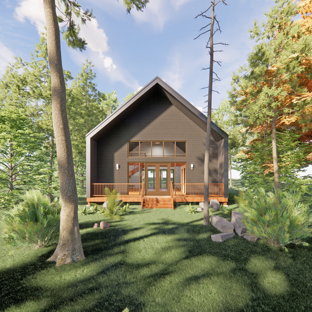 Modern Vacation Cabin Loft 30' x 30' Open Plan Cabin / Design Blueprint House Concept Pricing Plans