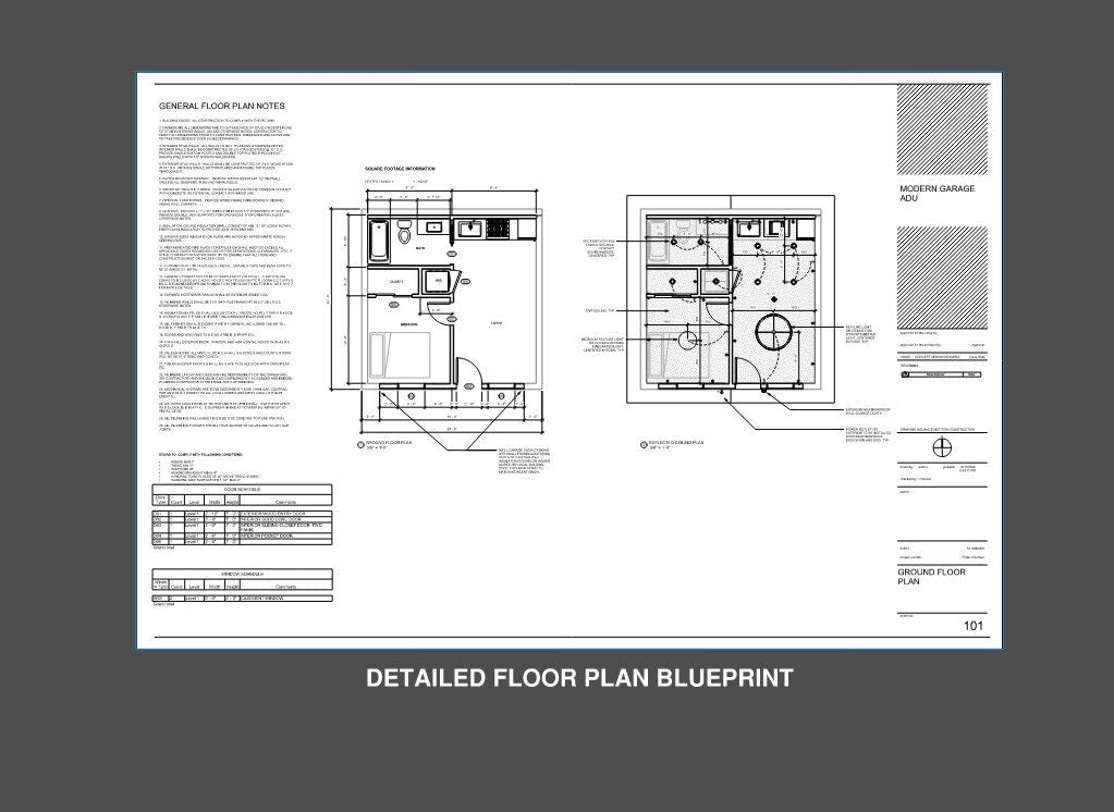 Modern Garage ADU 1 bed 1 bath (20'x20') 400 SF - Affordable Custom House Plans and Blueprints