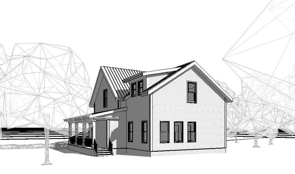 The Cottage Farmhouse Plan 3 bed 3.5 bath (51'x48') Custom House Plans and Blueprints - Upper Gable Design