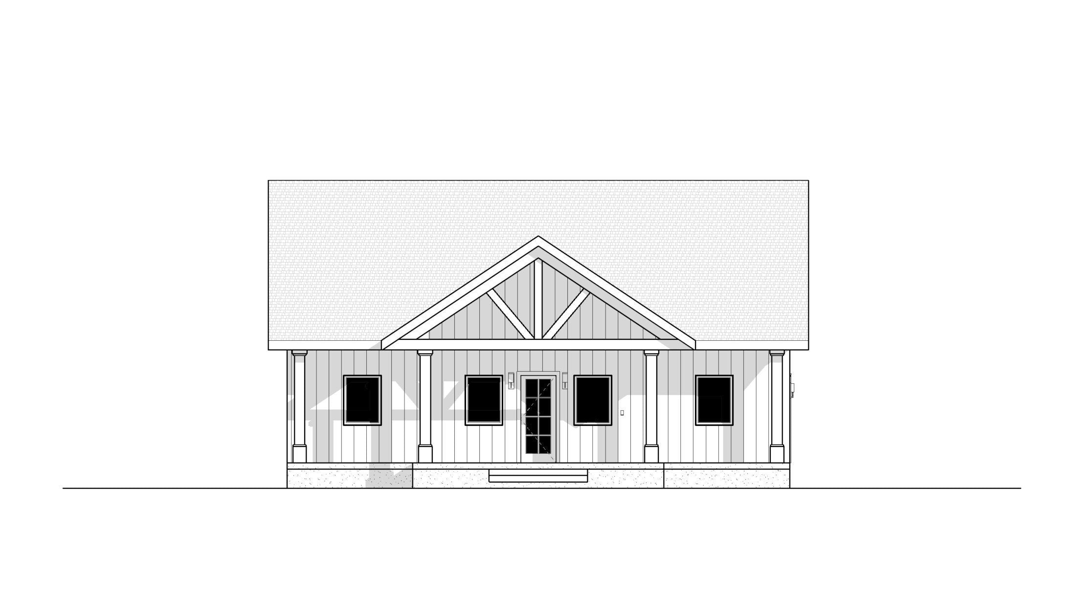 Spacious Cottage 3 bed 2 bath (40'x40') Custom House Plans and Blueprints - elevations, roof plan, foundation