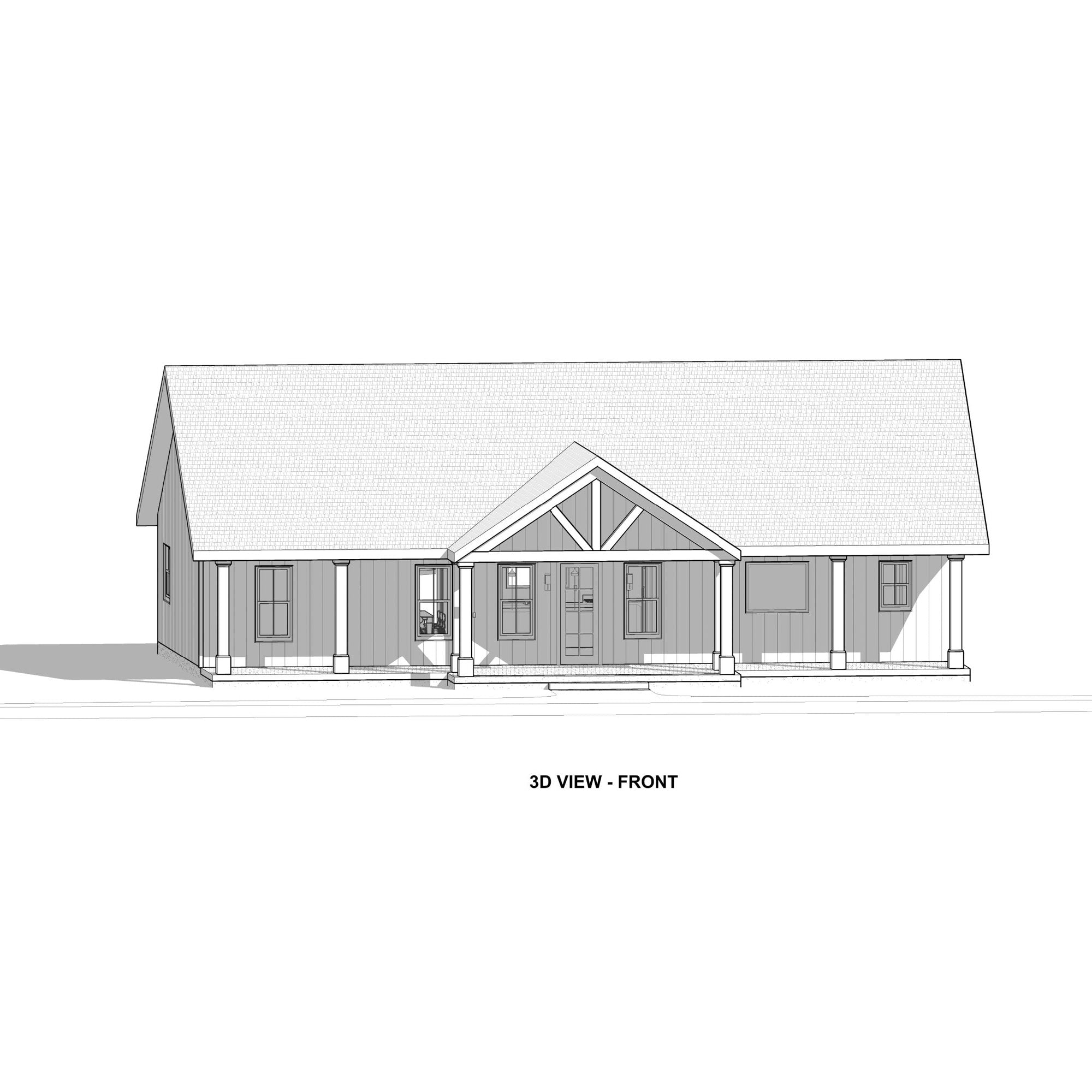 Homestead 3 bed 2.5 bath (60'x30') 1800 SF Custom House Plans and Blueprints