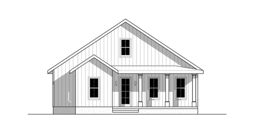 Affordable 39' x 36' Cottage - 2 Bed 2 Bath - Custom 1230SF Idyllic Cottage House Blueprint