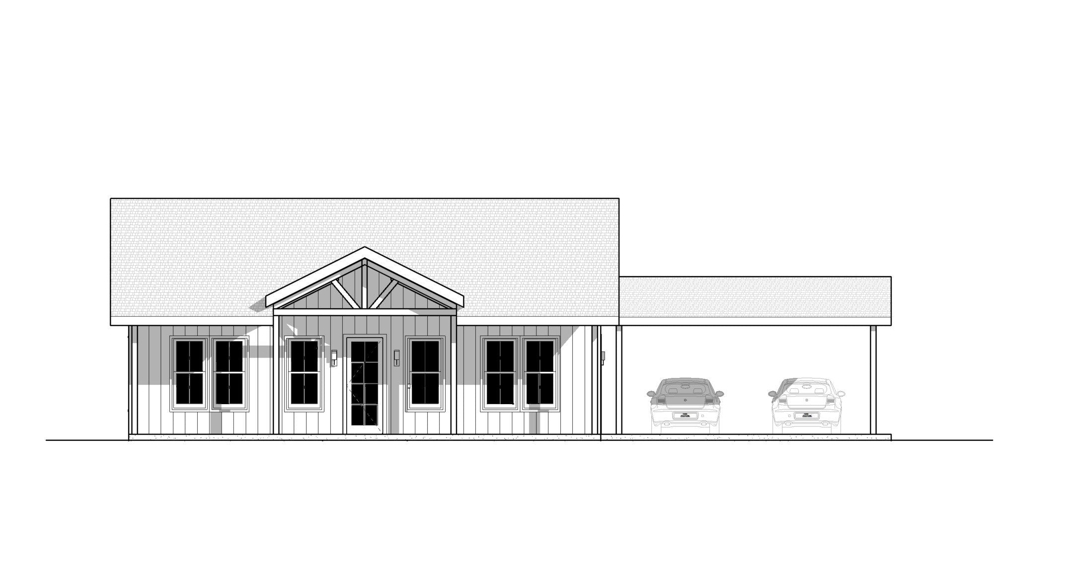 Classic Compact Barndominium 2 car carport - 2 bed 2 bath (39'x30') 1170 SF Custom House Plans and Blueprints