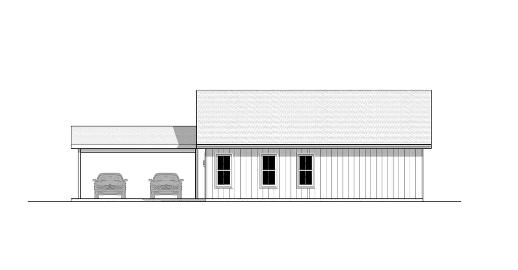 Classic Compact Barndominium 2 car carport - 2 bed 2 bath (39'x30') 1170 SF Custom House Plans and Blueprints