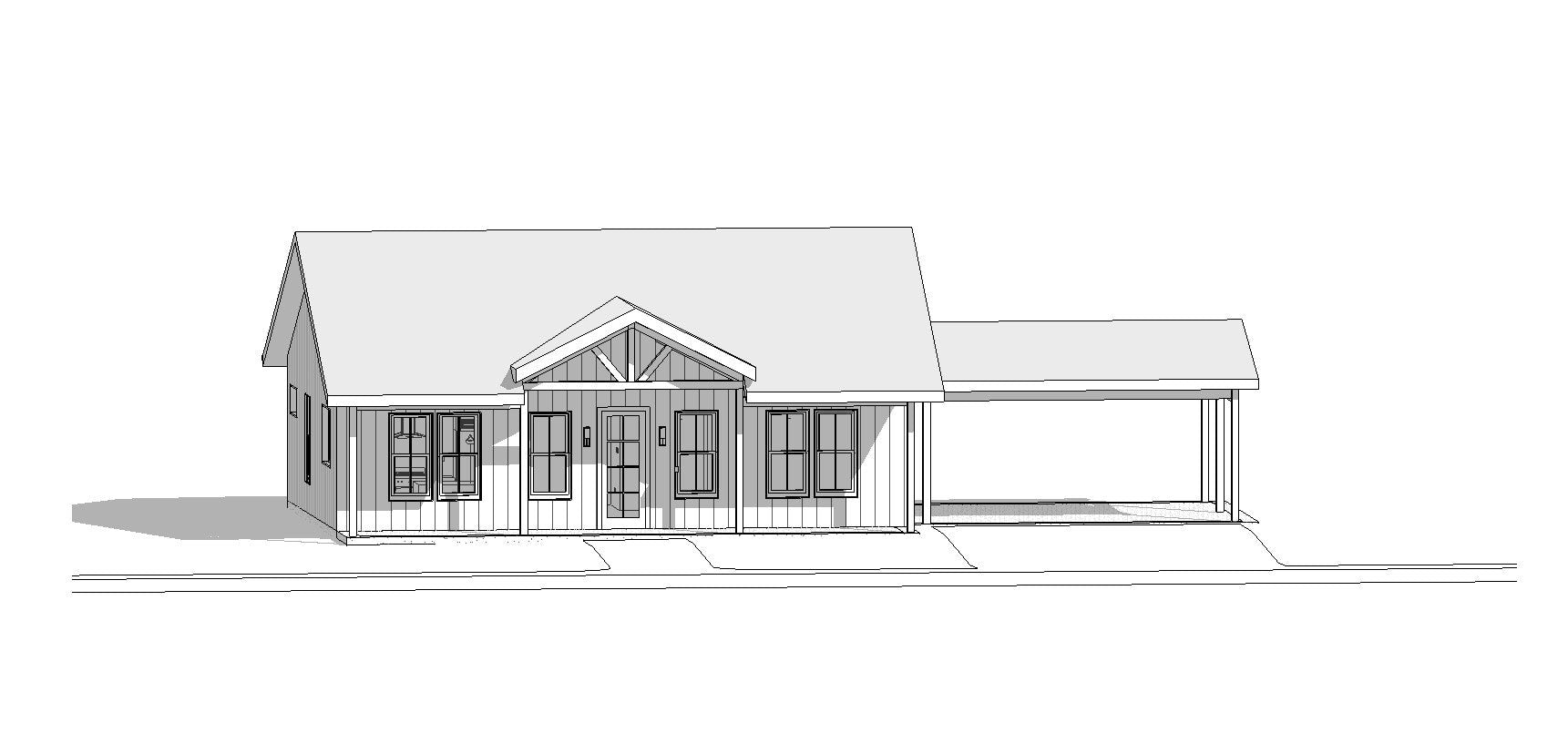 Classic Compact Barndominium 2 car carport - 2 bed 2 bath (39'x30') 1170 SF Custom House Plans and Blueprints
