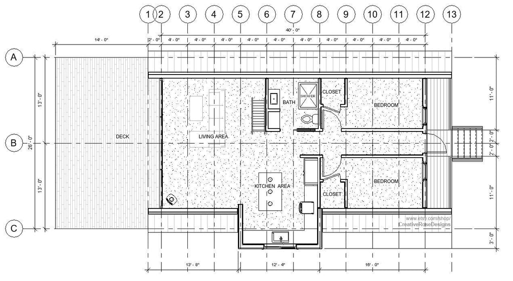 Spacious Sunset Modern A Frame 26' x 40' / Vacation Cabin / A-Frame House Design Concept Plans Blueprint