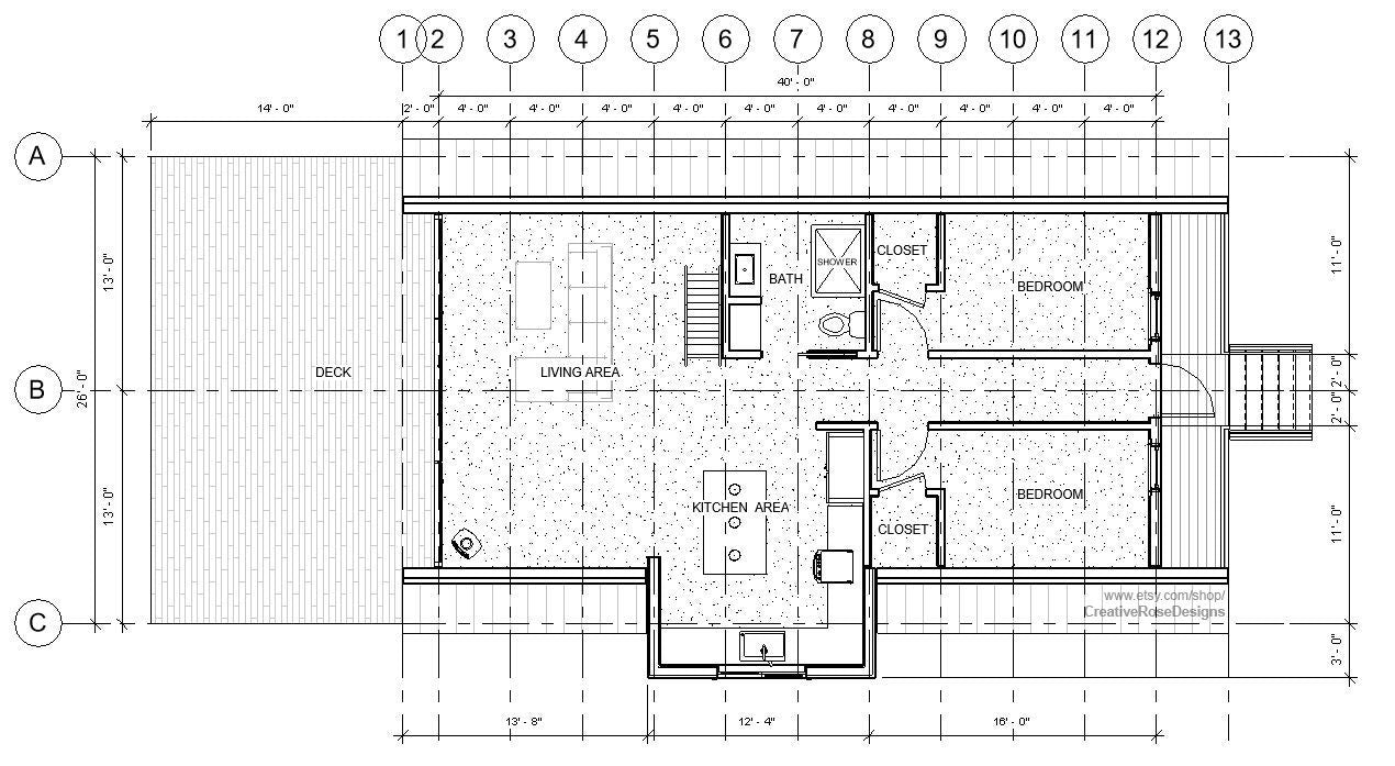 Spacious Sunset Modern A Frame 26' x 40' / Vacation Cabin / A-Frame House Design Concept Plans Blueprint