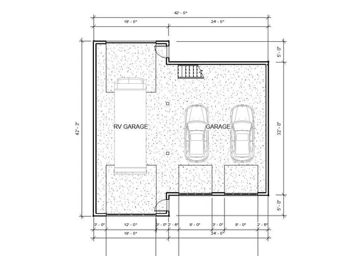 2 Car RV Garage with Storage Attic / Garage Plans and Blueprints / 42 x 42