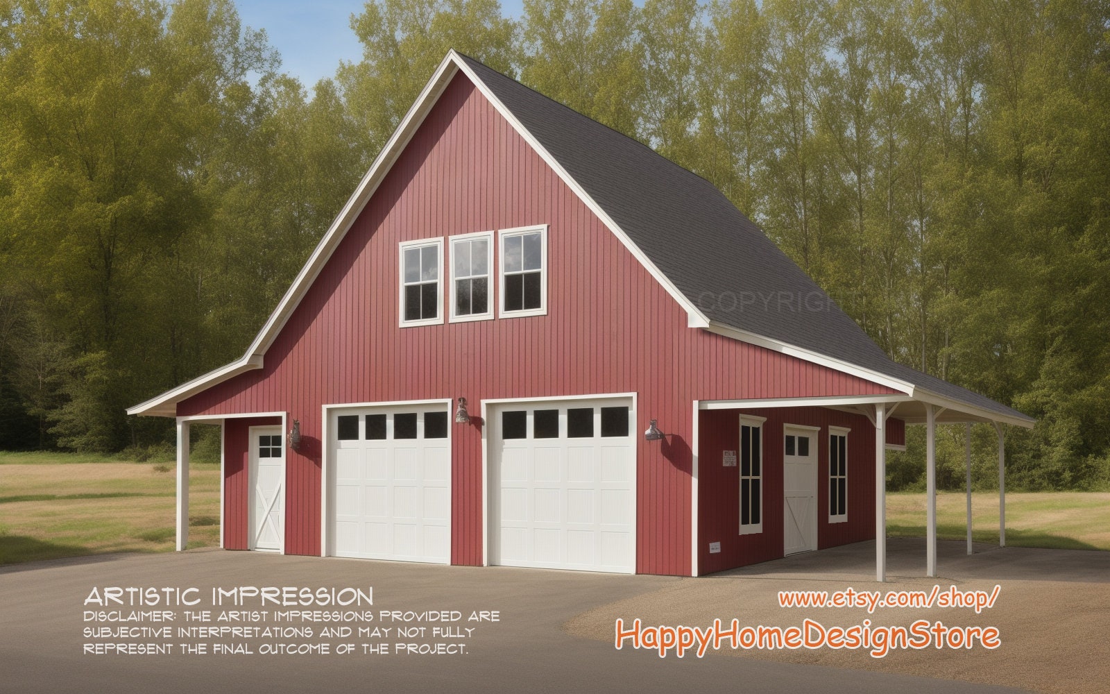 2 Bay Barn Garage Floor Plan, 2 story garage and workshop. 1100 sq ft.