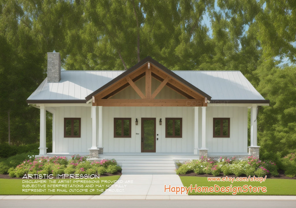 Cottage 3 bed 2 bath (40'x26') Custom House Plans and Blueprints + electrical