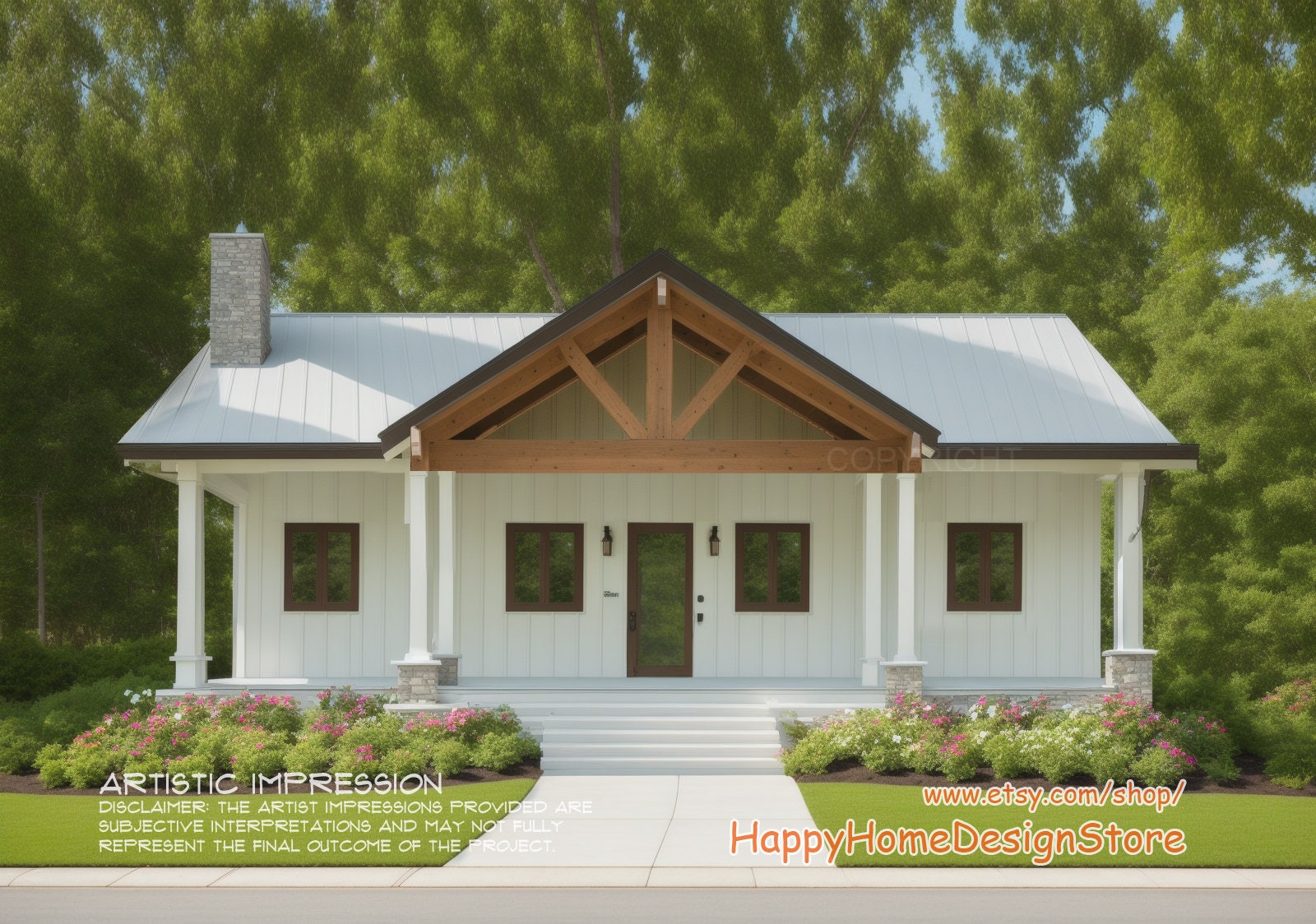 Cottage 3 bed 2 bath (40'x26') Custom House Plans and Blueprints + electrical