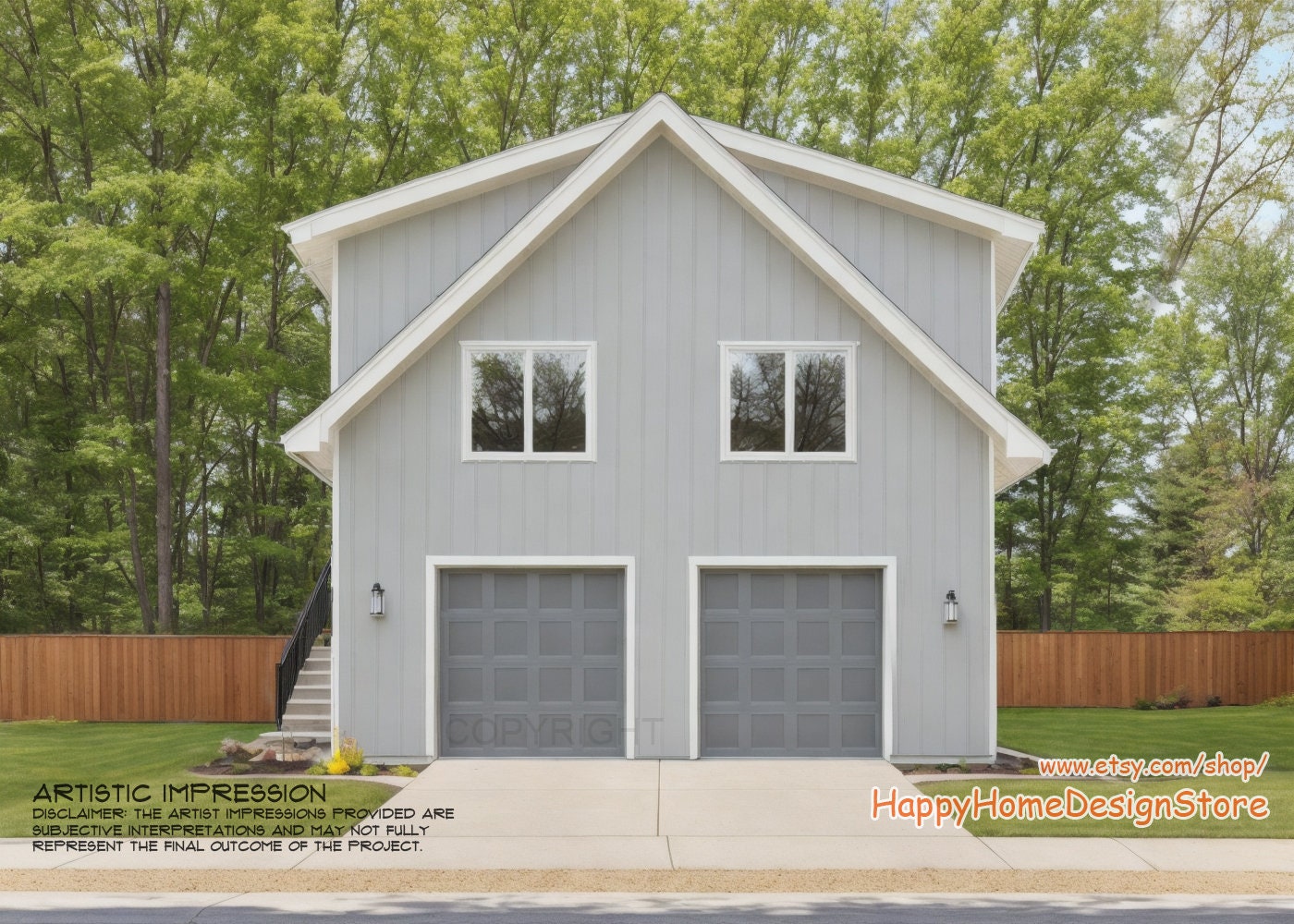 Two Car ADU Garage Loft 28'x28' Architectural Plans - Blueprint Digital PDF