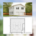 Two Car ADU Garage Apartment 30' x 30' - Architectural Plan with Elevations & Materials - Blueprint Digital PDF