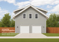 Two Car ADU Garage Apartment 28' x 32' - Architectural Plan with Elevations & Materials - Blueprint Digital PDF