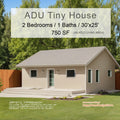 ADU Tiny House Cabin 2 bed 1 bath (30'x25') 750SF Custom House Plans and Blueprints